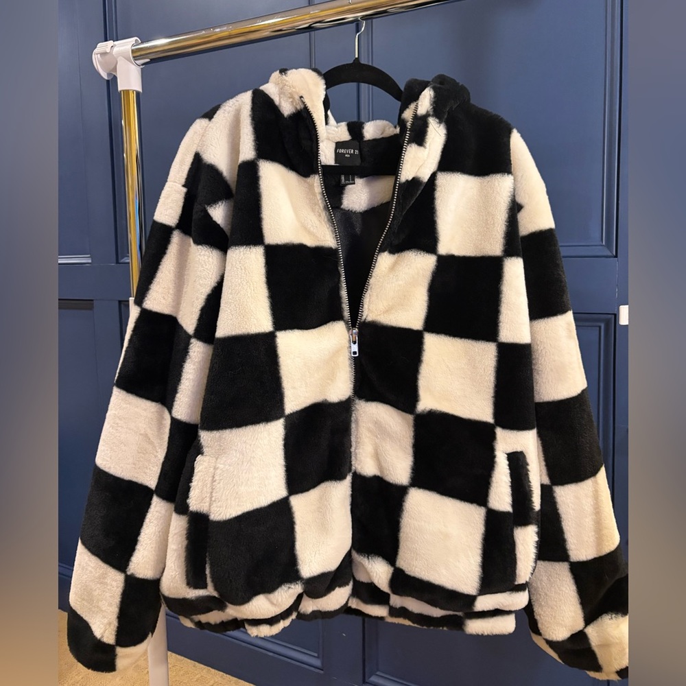 Forever 21 Fuzzy Checkered Jacket